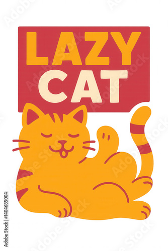 Obraz na płótnie Lazy Cat – Lustige Katze Illustration im Retro-Stil, ideal für T-Shirts und Poster w salonie