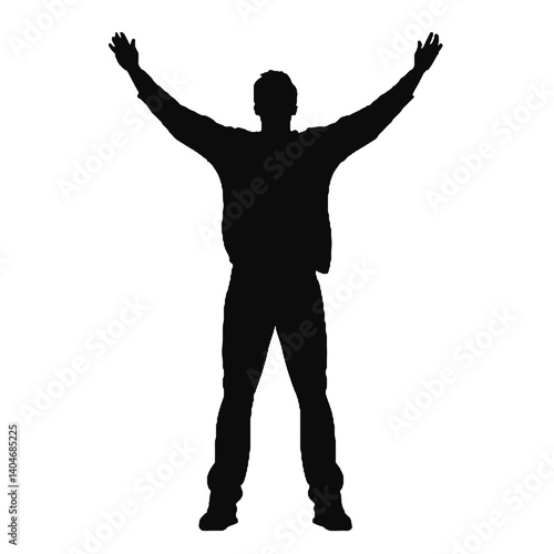 man silhouette hands raised, win man silhouette, Champion, Vector  