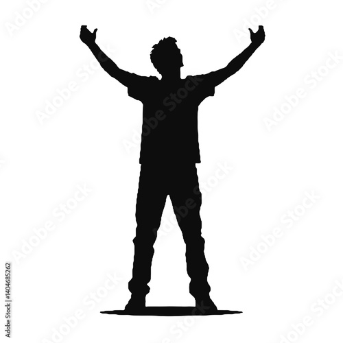 man silhouette hands raised, win man silhouette, Champion, Vector  