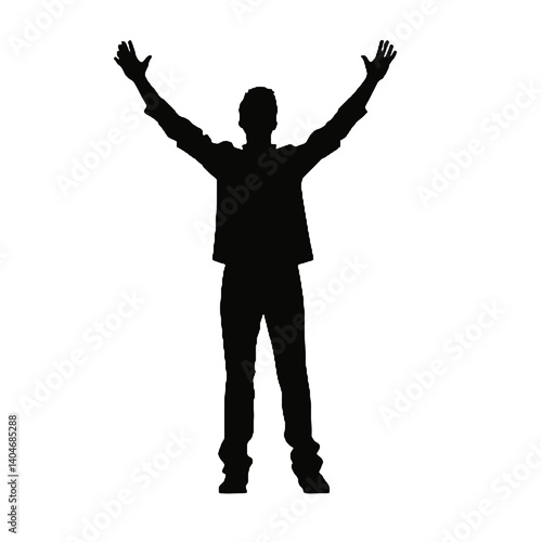 man silhouette hands raised, win man silhouette, Champion, Vector  
