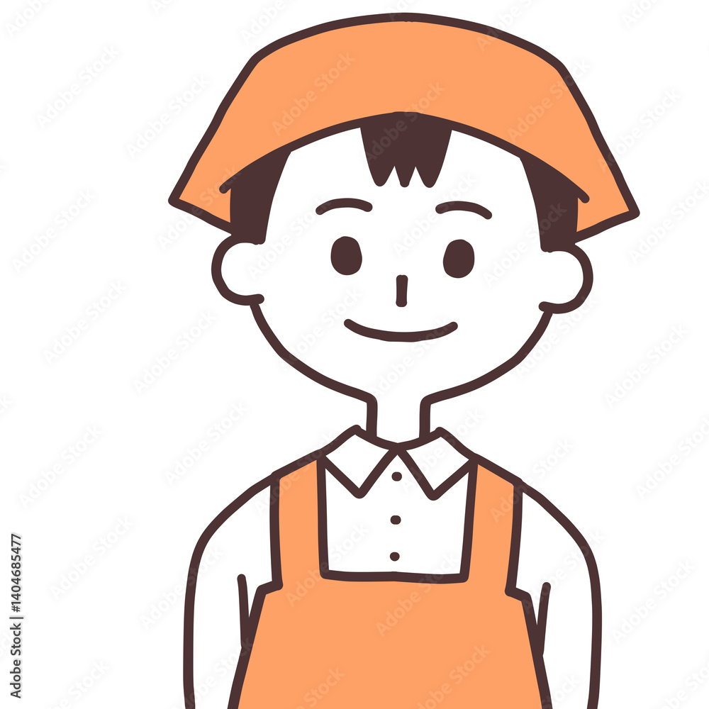 Obraz premium レジの男性店員シンプルな上半身イラスト