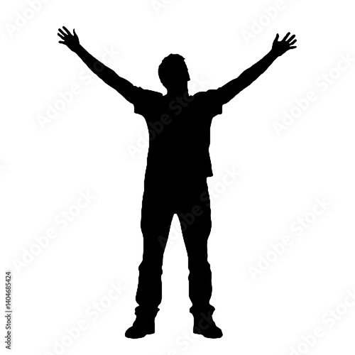 man silhouette hands raised, win man silhouette, Champion, Vector  