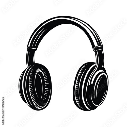 Noise canceling headphone icon silhouette vector with white background