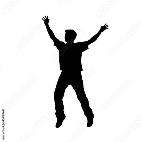 man silhouette hands raised, win man silhouette, Champion, Vector  