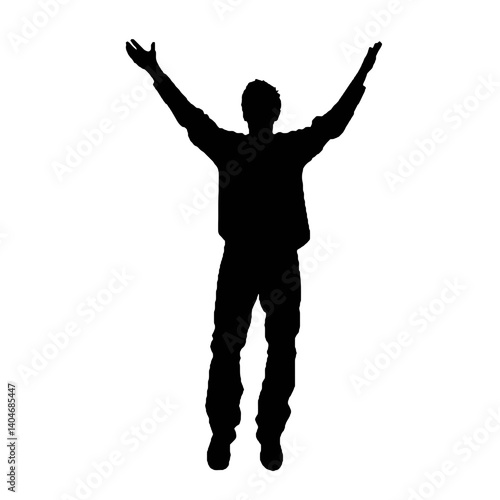 man silhouette hands raised, win man silhouette, Champion, Vector  