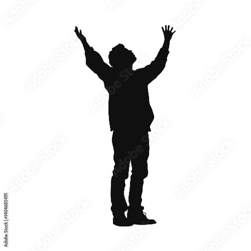 man silhouette hands raised, win man silhouette, Champion, Vector  