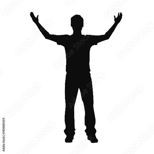 man silhouette hands raised, win man silhouette, Champion, Vector  