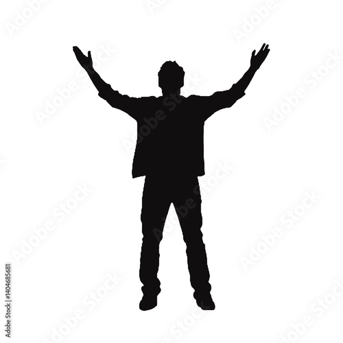 man silhouette hands raised, win man silhouette, Champion, Vector  