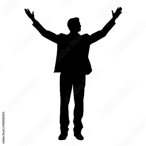 man silhouette hands raised, win man silhouette, Champion, Vector  