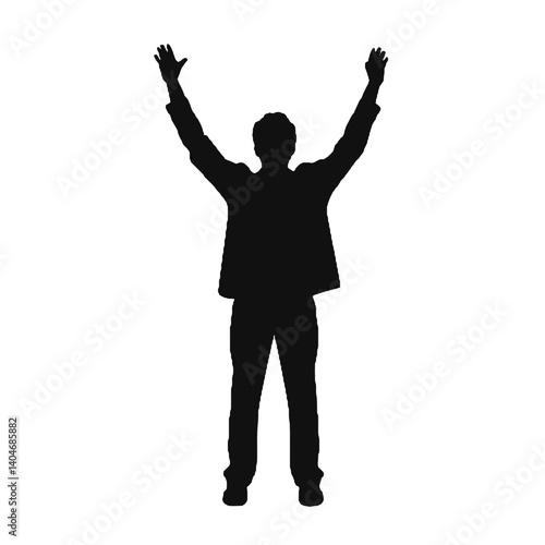 man silhouette hands raised, win man silhouette, Champion, Vector  