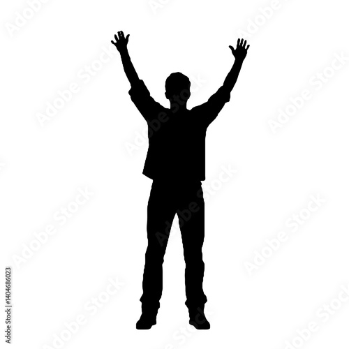 man silhouette hands raised, win man silhouette, Champion, Vector  