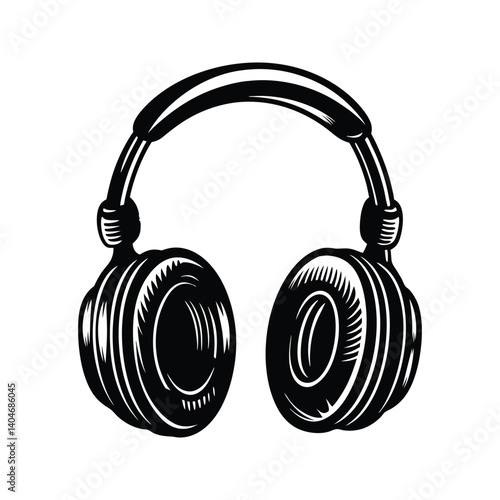 Open back headphone design icon silhouette vector with white background