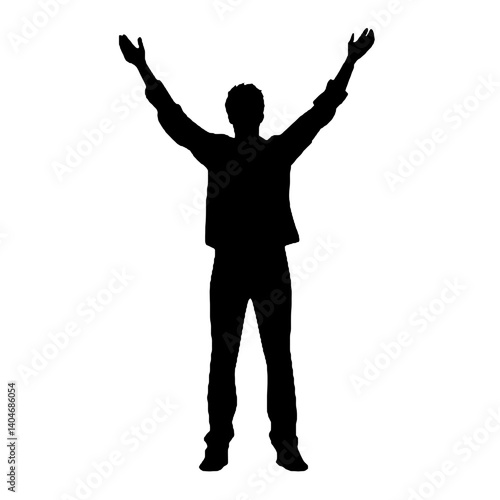 man silhouette hands raised, win man silhouette, Champion, Vector  