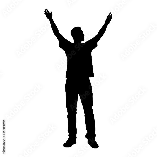 man silhouette hands raised, win man silhouette, Champion, Vector  