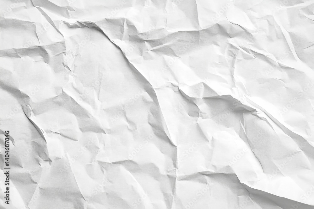 Obraz premium Crumpled White Paper Texture Full Frame, Monochrome Image, Abstract Background, paper texture, crumpled paper texture, monochrome