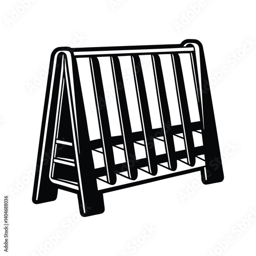 Temporary plastic barricade icon silhouette vector with white background