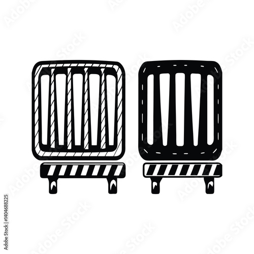 Safety plastic barricade vector icon silhouette with white background