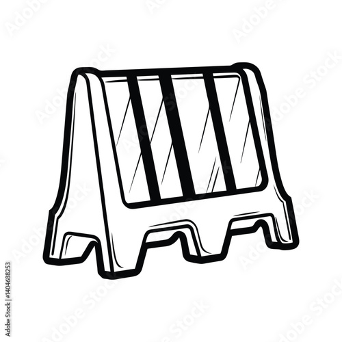Portable plastic barricade silhouette vector icon with white background