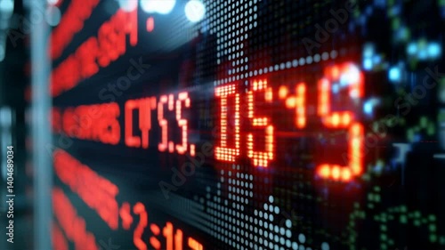 Wallpaper Mural Close-up view of a digital stock market display showing fluctuations in prices and market trends. Torontodigital.ca