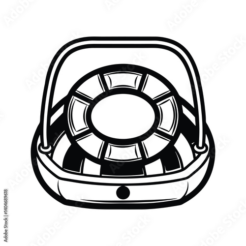 Rescue boat lifebuoy icon silhouette vector with white background