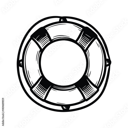 Rescue lifebuoy silhouette vector with white background and emergency symbols