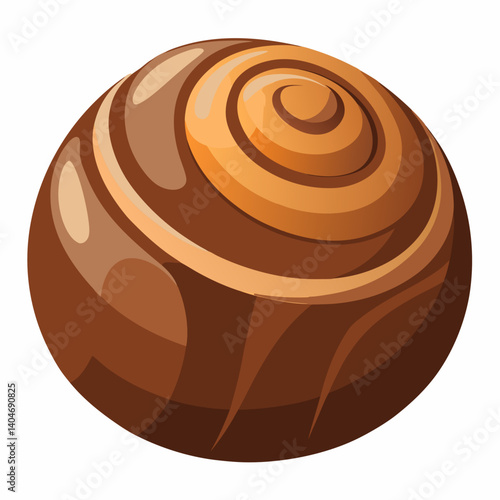 Chocolate ball on a white background, showcasing its smooth, glossy surface and round shape.