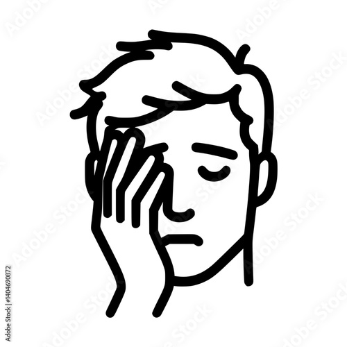 Disappointed man covering face with hand