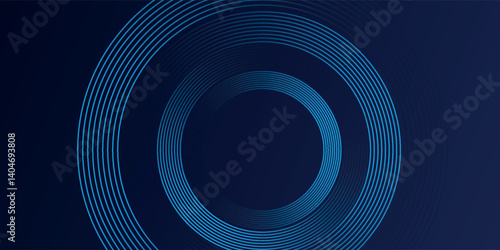 Blue abstract background with glowing circles. Swirl circular lines pattern. Geometric spiral. Futuristic technology concept. vector eps10
