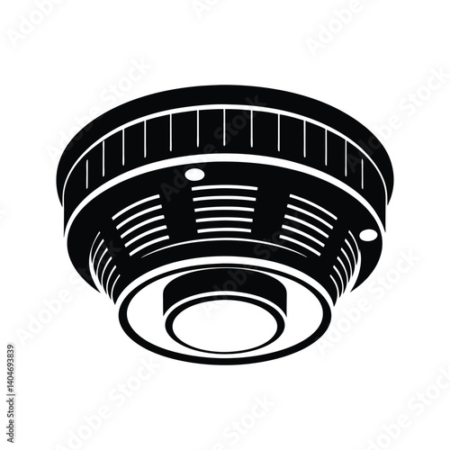 Smoke detector icon silhouette vector with white background for security systems