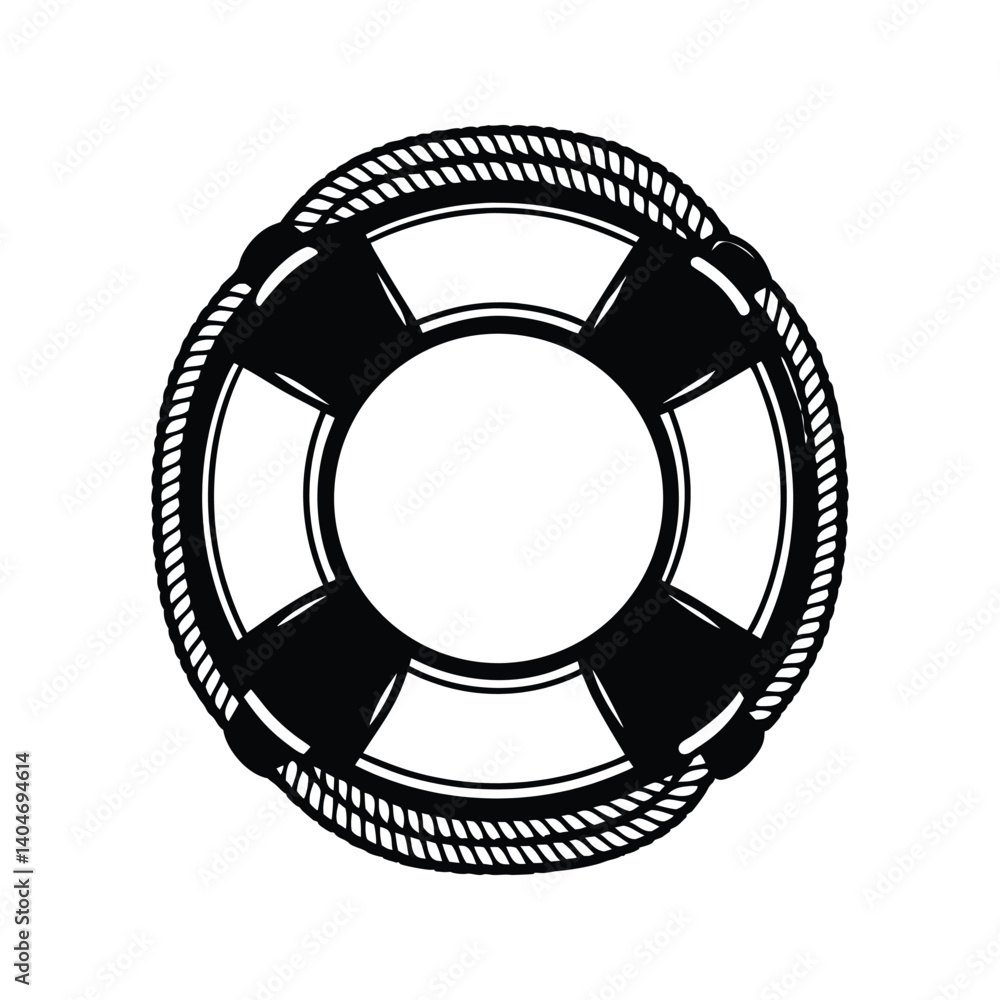 Fototapeta premium Stylized lifebuoy icon silhouette vector with white background design