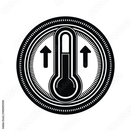 Temperature alert icon silhouette vector with white background