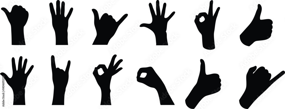 Hands Gesture Silhouette Vector Set for Communication and Creative Designs Hands Gesture Silhouette Vector Set for Communication and Creative Designs