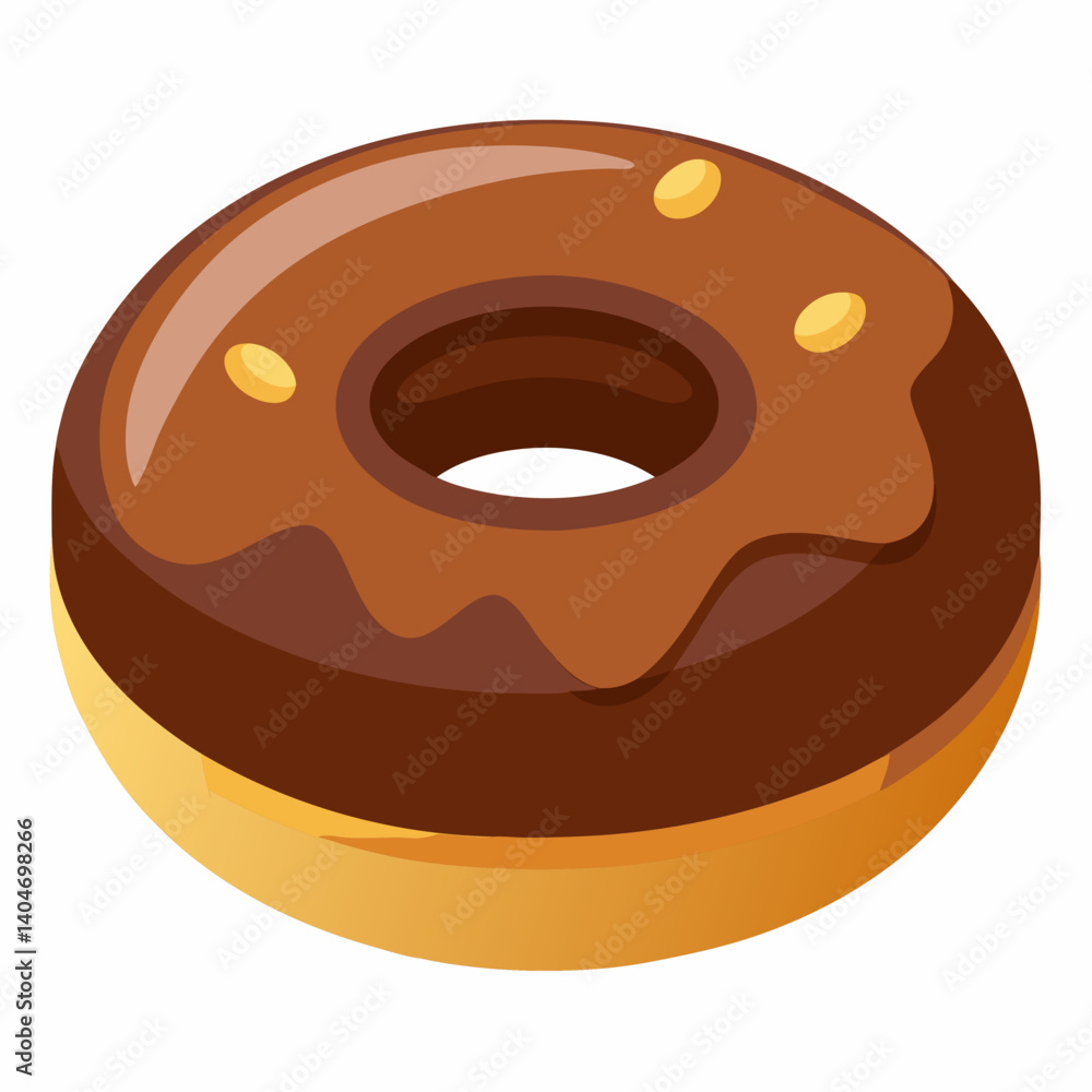A chocolate donut with a glossy icing on a plain white background. A chocolate donut with a glossy icing on a plain white background.