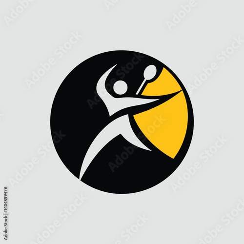 Modern Badminton Logo Design – Minimalist Vector Emblem with Shuttlecock and Player Silhouette