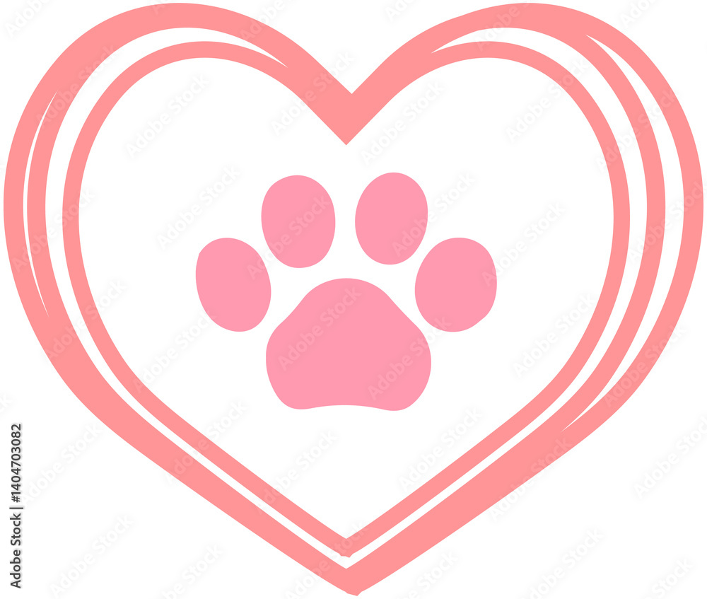 Dog or Cat paw with heart
Dog or Cat paw with heart