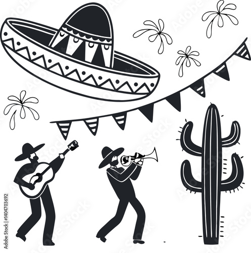 a minimalist cinco de mayo vector illustration wit