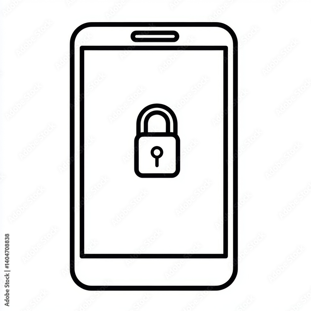 Black flat vector icon of mobile phone locked screen, secure smartphone isolated on white background Black flat vector icon of mobile phone locked screen, secure smartphone isolated on white background