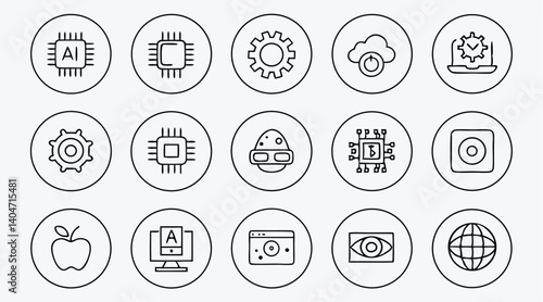 Minimalistic Black Line Icons Set Modern Outline Symbol Collection Design