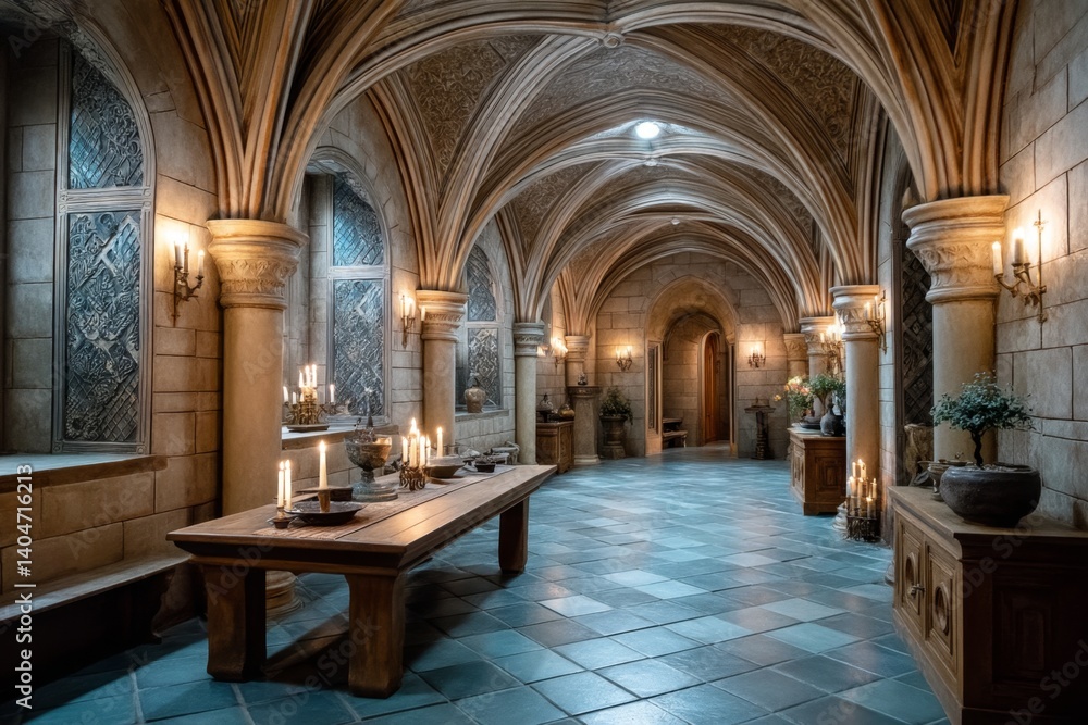 A gothic-style chamber with medieval hacker aesthetic: cloaks, candles, and cryptic screens A gothic-style chamber with medieval hacker aesthetic: cloaks, candles, and cryptic screens
