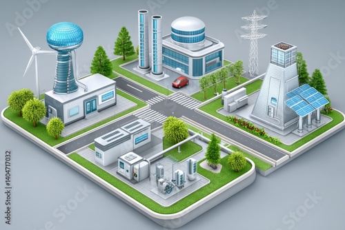 A hybrid power station with solar, wind, and geothermal energy infrastructure