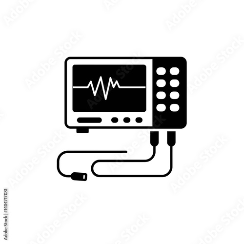 Medical Monitor: An illustration of medical monitoring equipment displays a fluctuating waveform on its screen, showcasing technological advancement. 