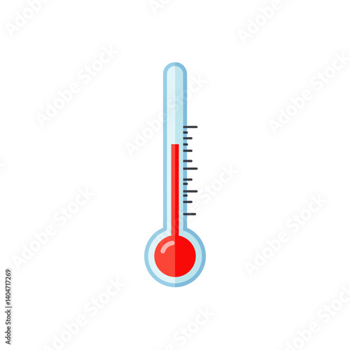 Thermometer Icon: An isolated illustration of a thermometer, presenting the concept of temperature measurement and climatic conditions with its red mercury-like fluid.