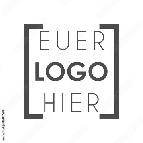 Platzhalter EUER LOGO HIER - deutscher Text in grauem Rahmen, isoliert, für web, shop, affiliate, marketing 