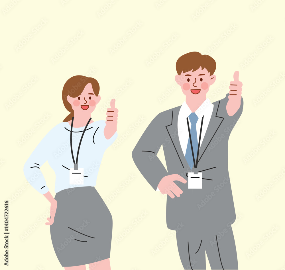Happy business team showing thumbs up Happy business team showing thumbs up
