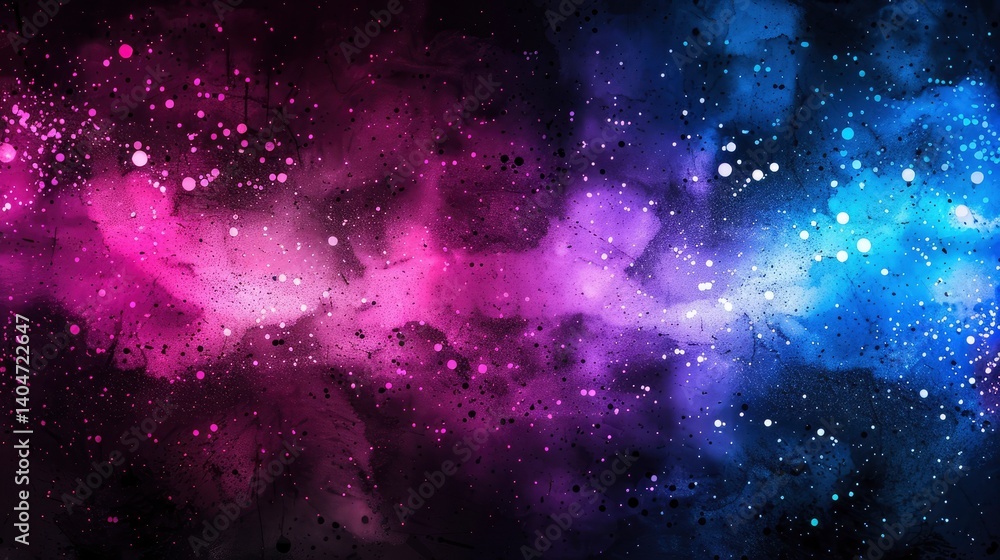 Fototapeta premium Abstract cosmic background featuring vibrant pink and blue splashes of color resembling a galaxy