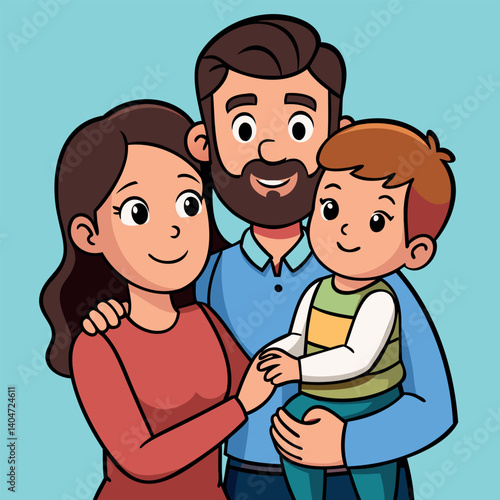 Family Embrace with Loving Parents and Child