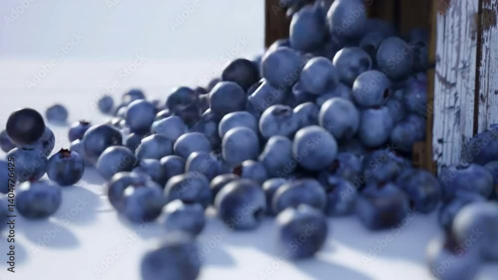 custom made wallpaper toronto digitalFresh Blueberries Spill from Rustic Wooden Crate, Showcasing Vibrant Blue Color and Natural Abundance of This Delicious Fruit
