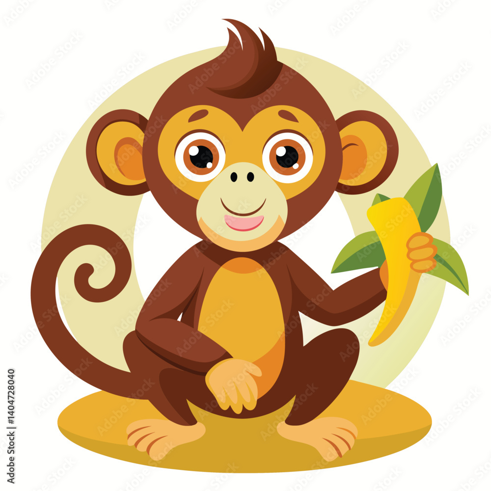 Obraz premium monkey with a bananna vector 