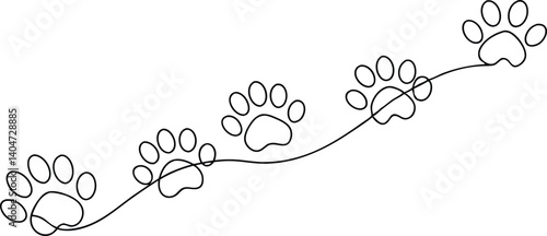 Wallpaper Mural Continuous Line Cat or Dog Paw Print Design, Minimalist Animal Tracks, Elegant Pet Paw Footprints for Animal Lovers, Home Decor Art, Pet Lover Gift, Modern Animal Footprint Sketch Torontodigital.ca