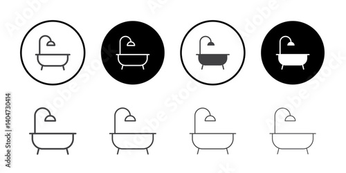 Bathtub icon Symbol line set